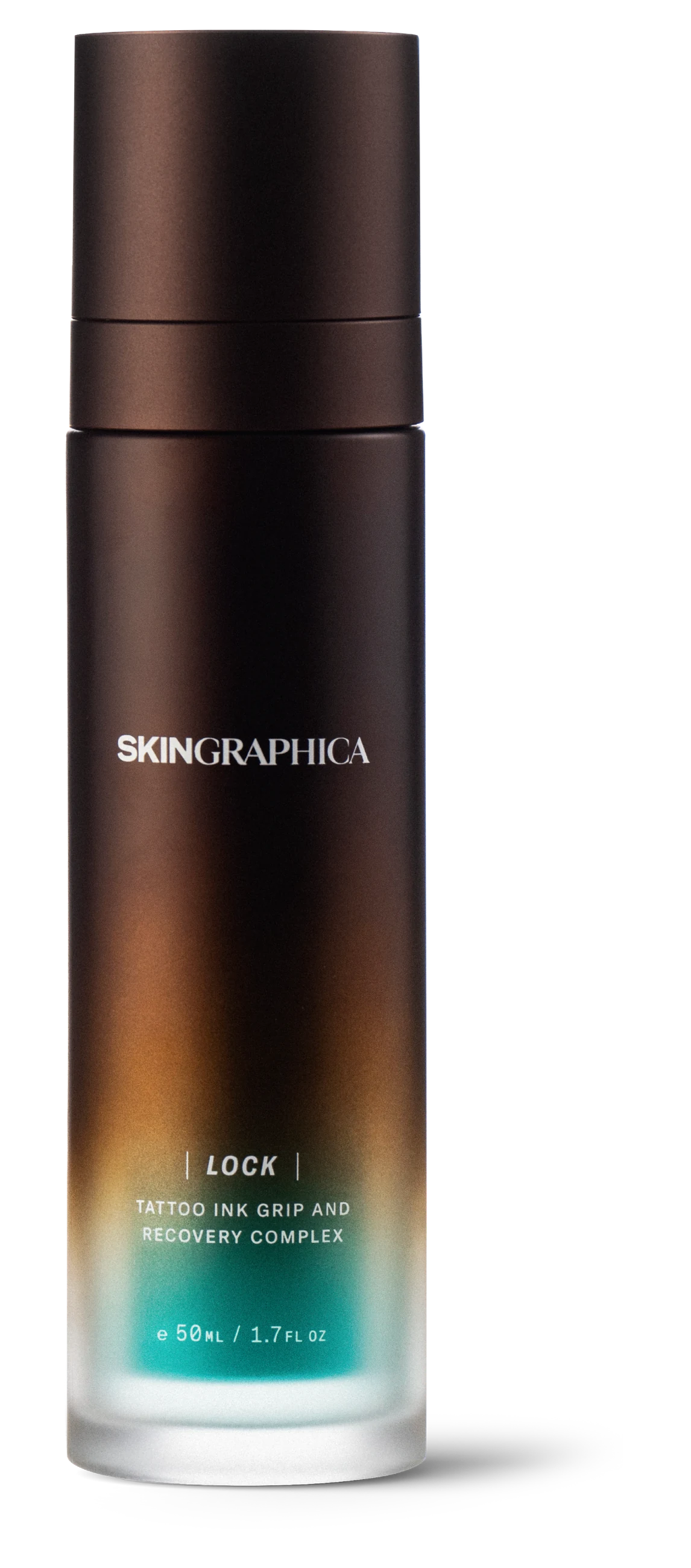 SKINGRAPHICA LOCK post-tattoo ink grip and recovery complex in its amber glass bottle
