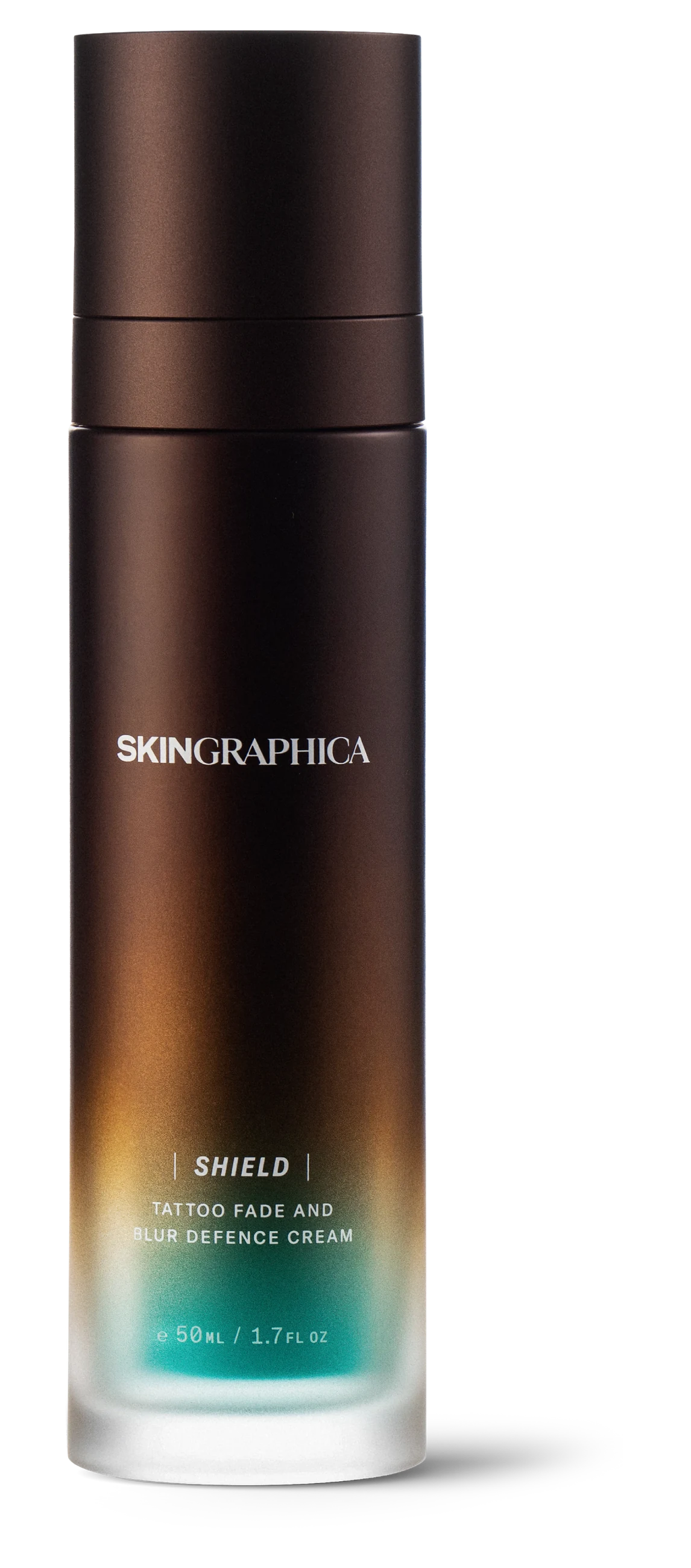 SKINGRAPHICA SHIELD tattoo fade and blur defence cream with SPF in its amber glass bottle